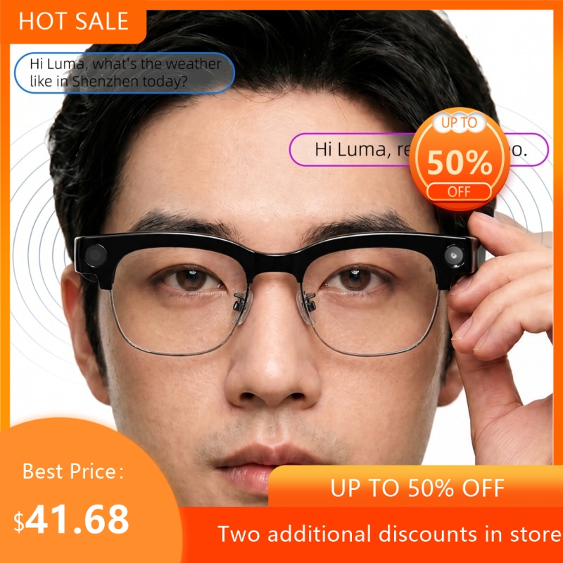 Photography Videos Free - Halbrahmen-Smart-Brille mit 800W Pixeln für Aufnahmen,