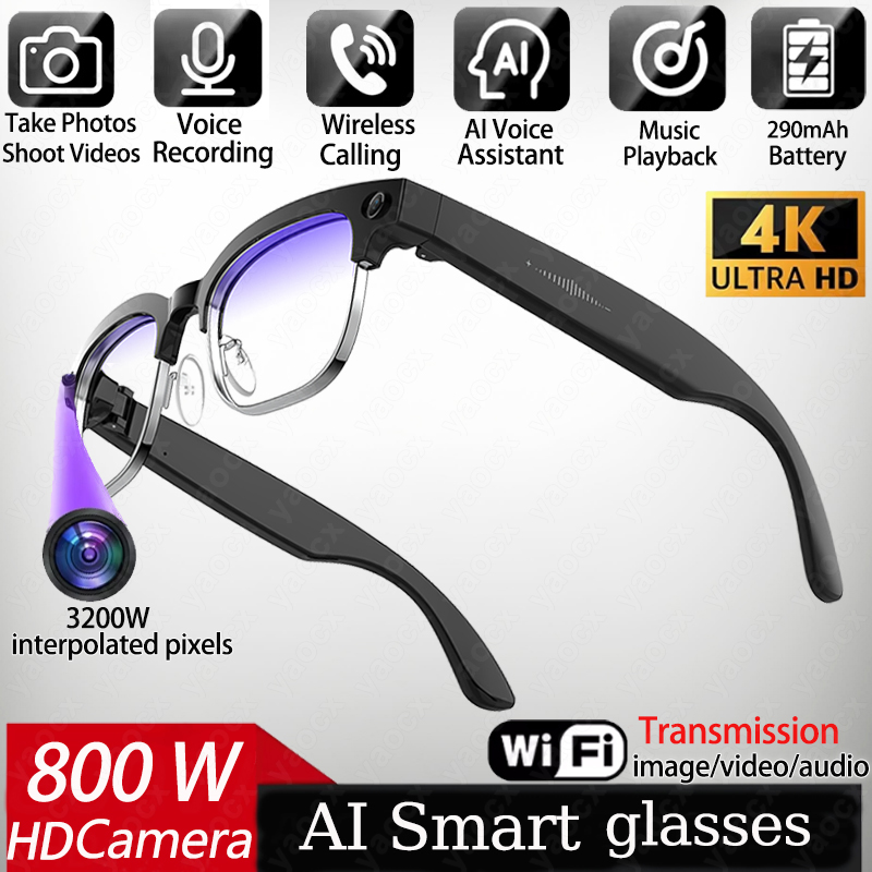 Photography With Ai - 4K Smart AI-Brille mit 8MP-Kamera, Videoaufnahme,