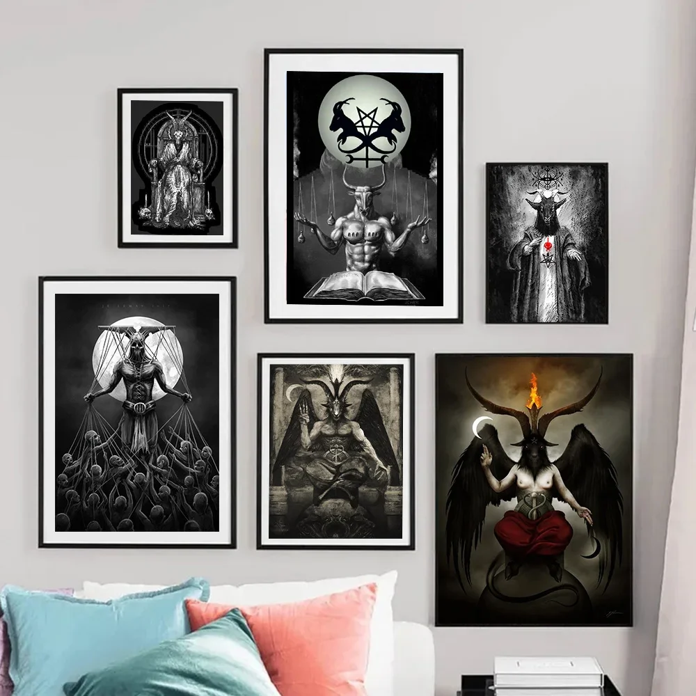 Photography Night - Dark Academia Art Baphomet Schafkopf-Dämonen-Poster, Drucke