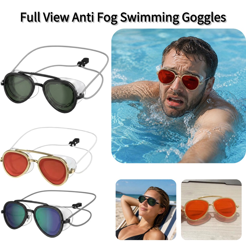 Photography Urban - Vollansicht-Schwimmbrille mit Antibeschlag-Beschichtung, Weitwinkel-Sichtfeld, Auslaufsicher, Retro-Design