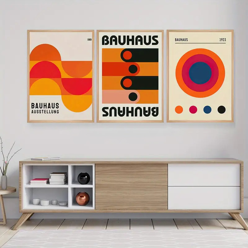 Photography Geometry - 3-teiliges Set Bauhaus Abstrakte Illustrations-Poster Mid-Century