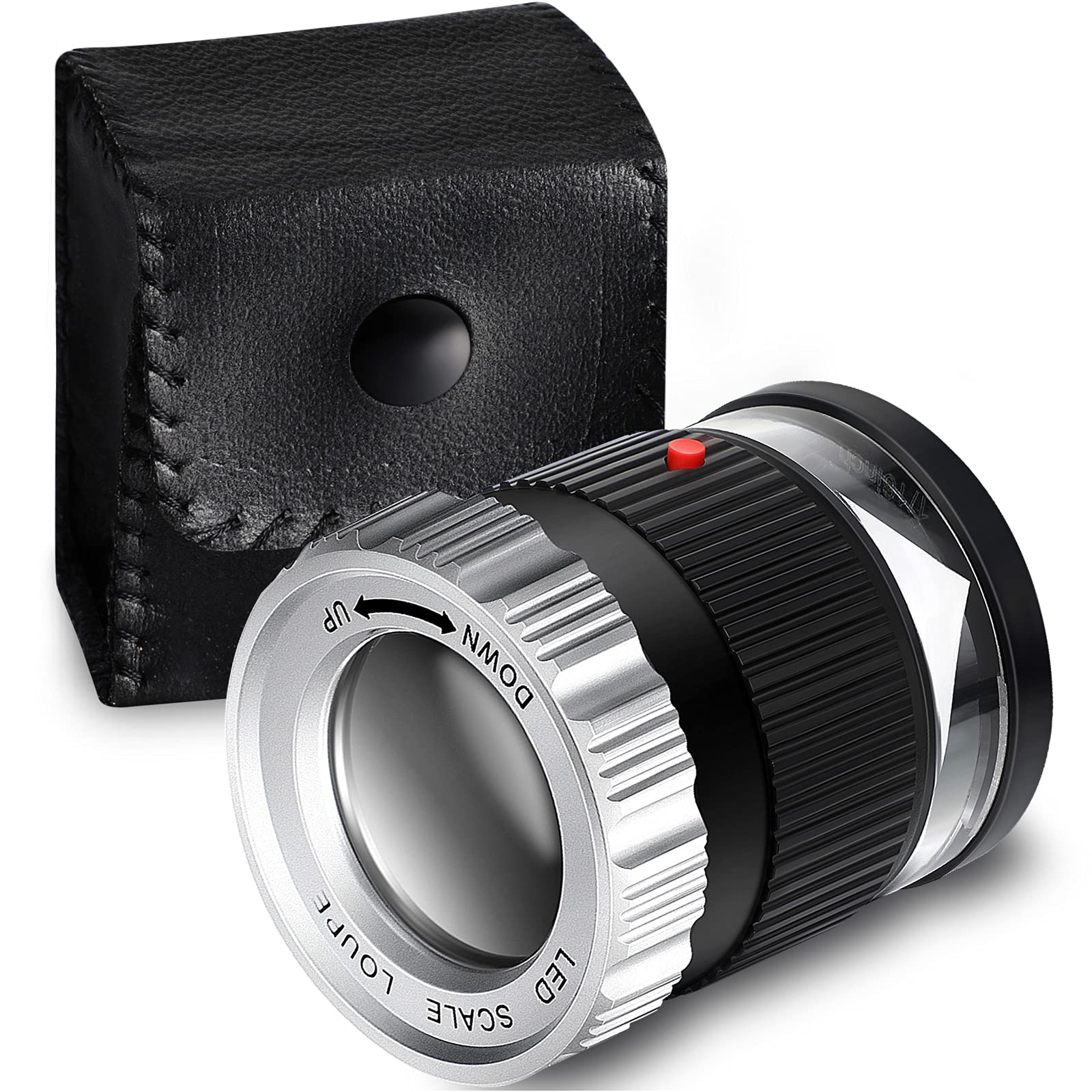 Eye Piece Magnifier - 30-fache Taschenlupe mit Skala, LED-UV-Licht, beleuchtete